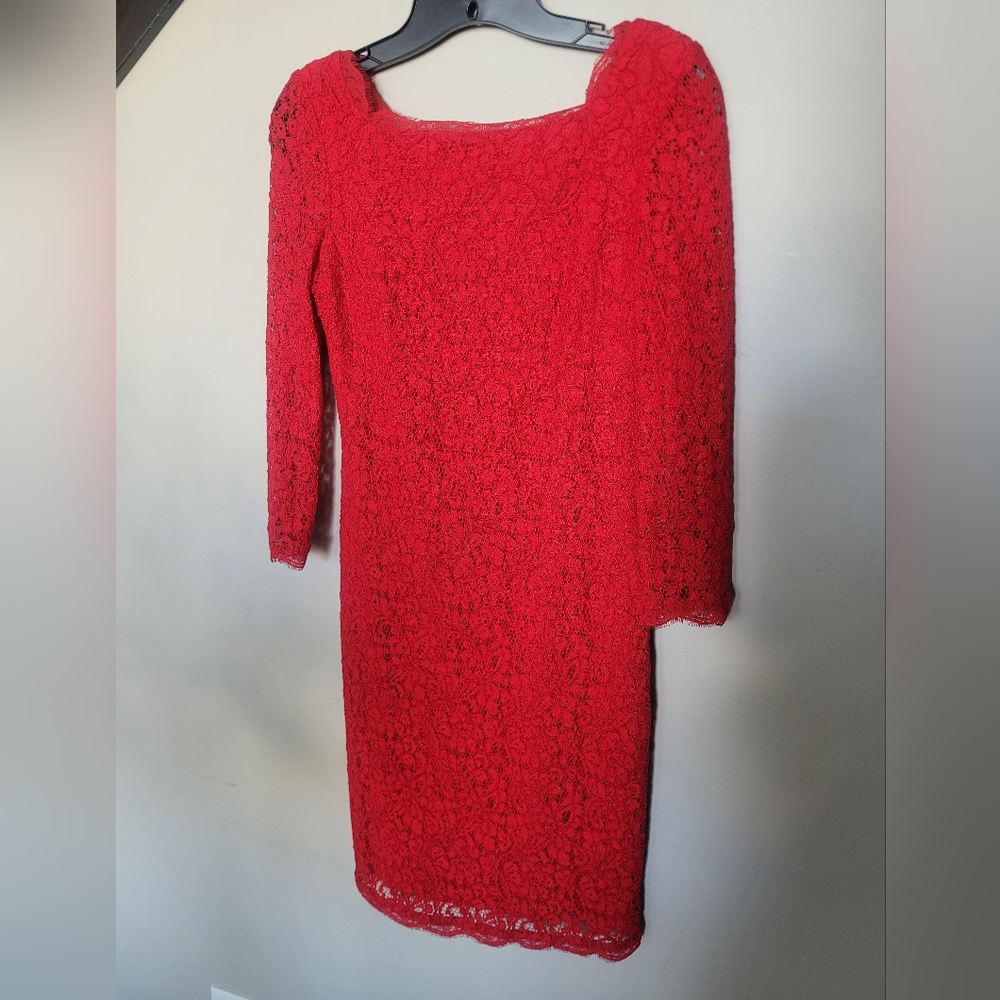 Cache Red Lace Bodycon Dress Size 0